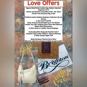 Brighton Barbados Pebbled Leather Ziptop Hobo & Wallet W/ Box & Dust Bag Lovely!